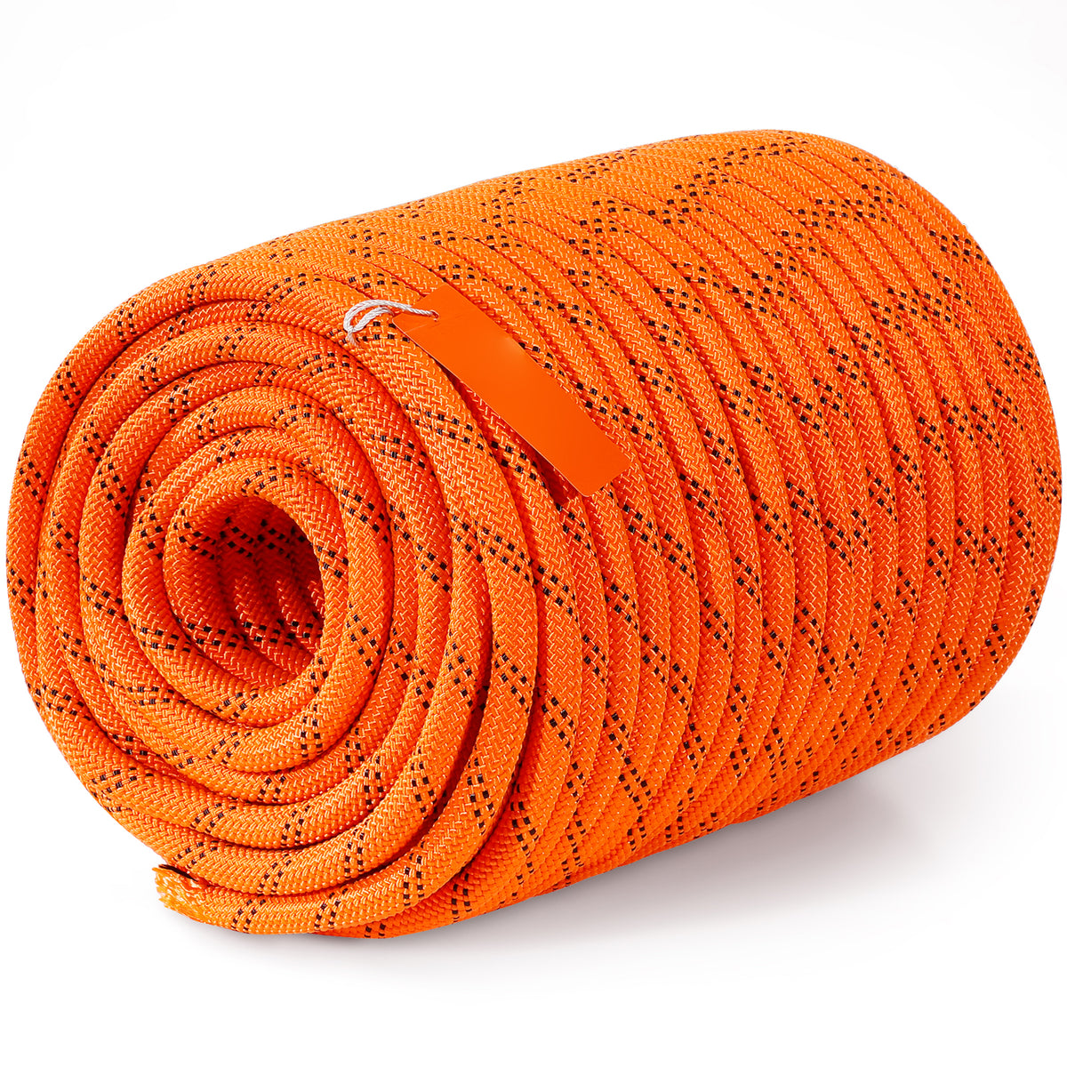 Double Braided Polyester Rope, 1/2 in x 220 ft, 48 Strands, 8000 LBS Breaking Strength Outdoor Climbing Rope, Arborist Rigging Rope for Rock Hiking Camping Swing Rappelling Rescue, Orange/Black