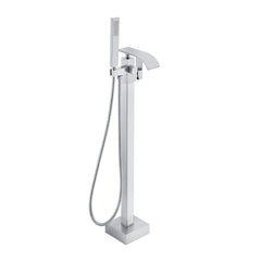 Freestanding Bathtub Faucet, Floor Mount, Freestanding Tub Filler, Shower Mixer Taps, Two Water Modes, 360° Swivel Spout, for Bathing & Showering Pet Bathing Cleaning Drains Toilet Flushing