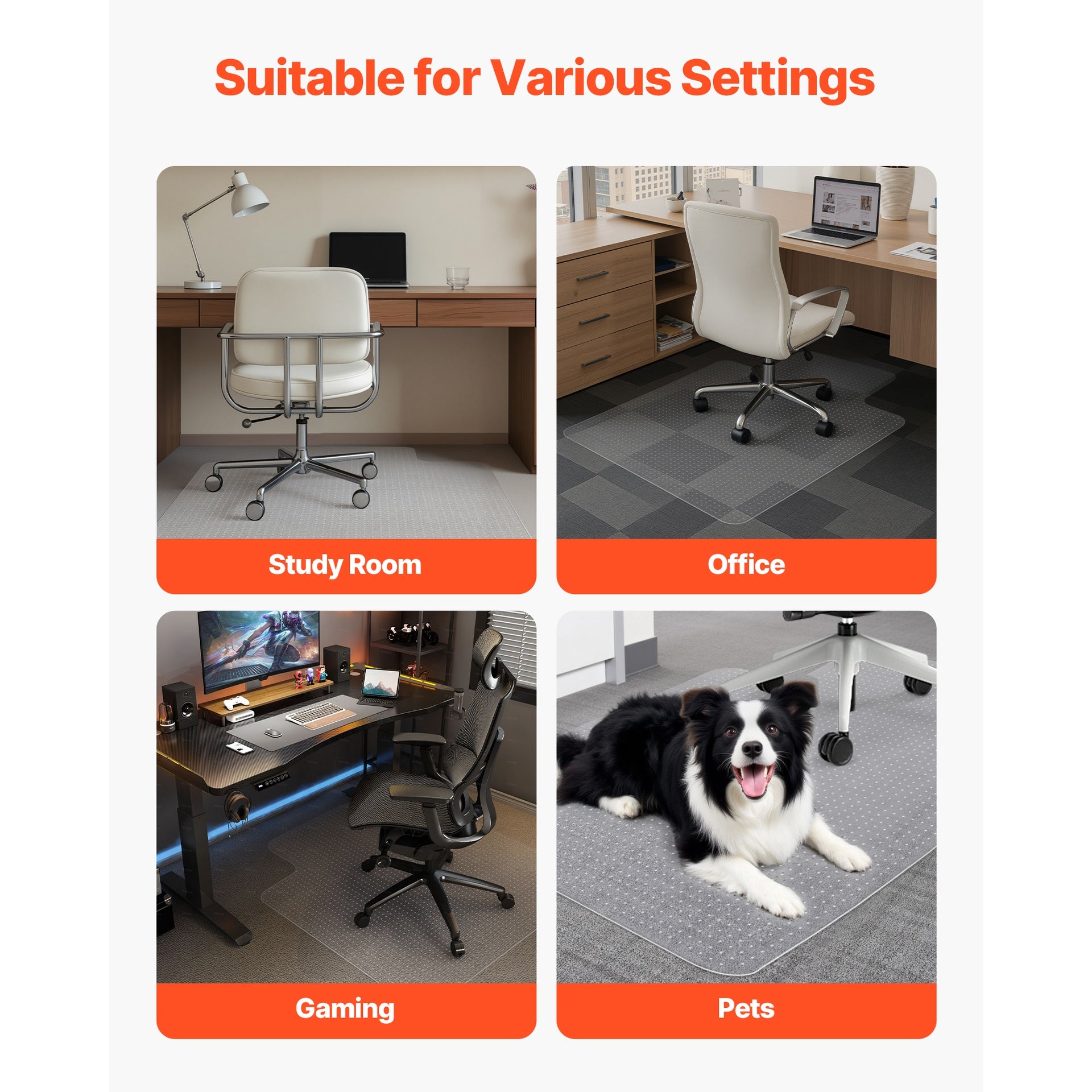 Chair Mat with Lip 36 x 48-inch Office Chair Mat for Carpeted Floors