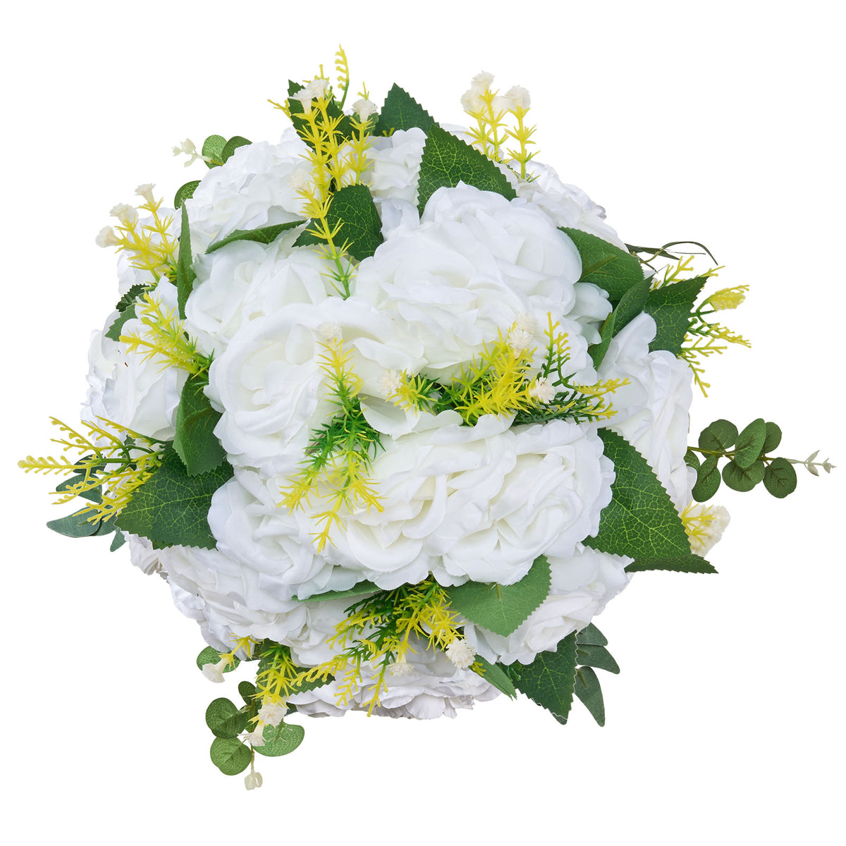 Flower Balls Arrangement Bouquet 10 PCS, 9.5-Inch Diameter Artificial Flower Balls Wedding Rose Centerpieces, Faux Flowers Arrangements for Wedding Centerpiece Home Table Decorations, White