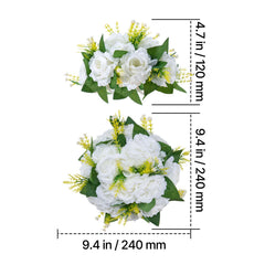 Flower Balls Arrangement Bouquet 10 PCS, 9.5-Inch Diameter Artificial Flower Balls Wedding Rose Centerpieces, Faux Flowers Arrangements for Wedding Centerpiece Home Table Decorations, White