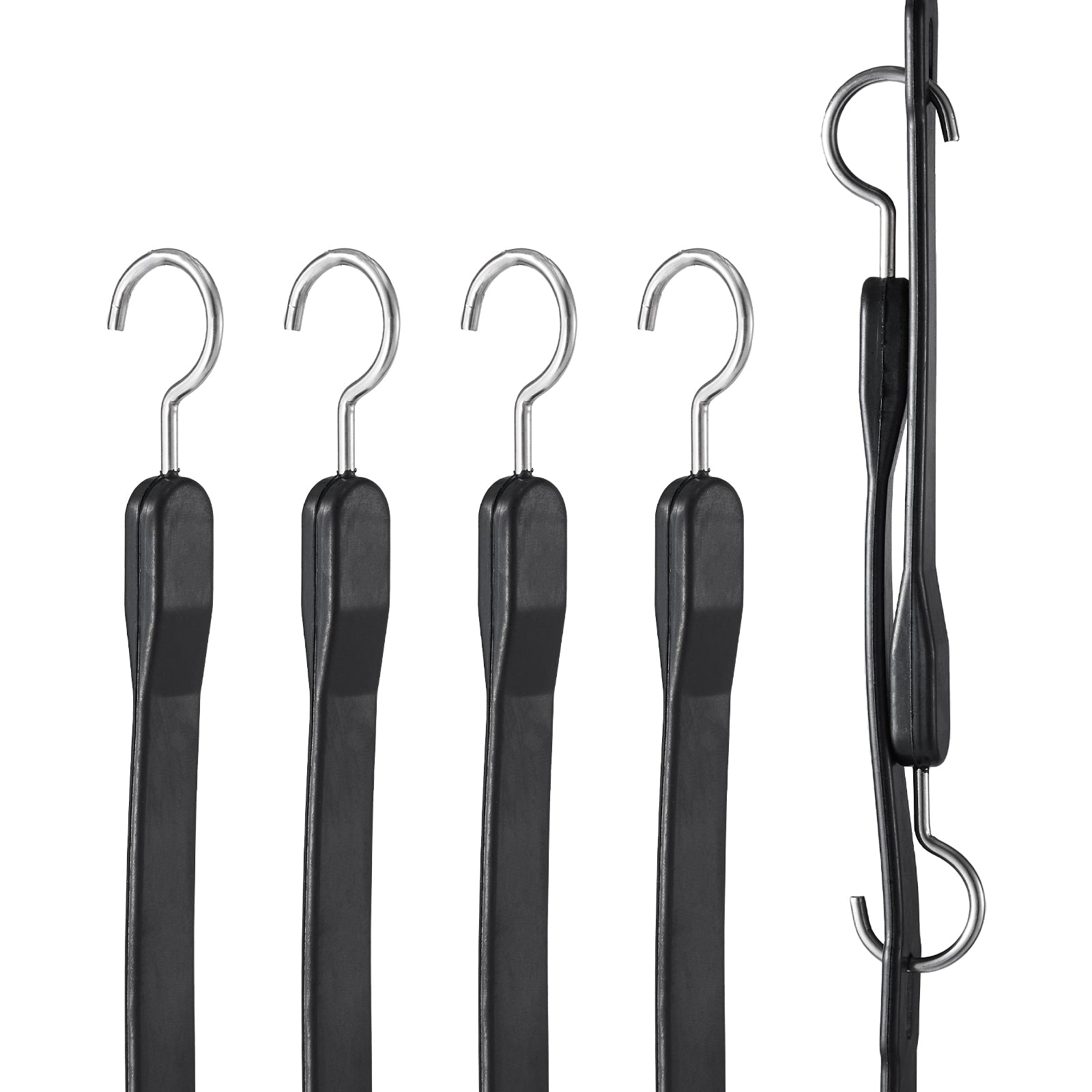 4 Pcs Flat Bungee Cord Set 20 mm Heavy Duty Bungee Straps with S-Hook 40"