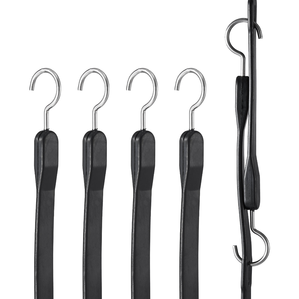 4 Pcs Flat Bungee Cord Set 20 mm Heavy Duty Bungee Straps with S-Hook 40"
