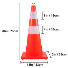 Safety Cones, 10PCS 28" Traffic Cones, PVC Orange Construction Cones, 2 Reflective Collars Traffic Cones with Weighted Base and Hand-Held Ring Used for Traffic Control, Driveway Road Parking