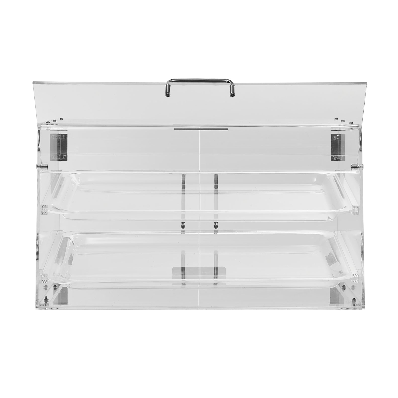 Pastry Display Case, 2-Tier Commercial Countertop Bakery Display Case, Acrylic Display Box with Rear Door Access & Removable Shelves, Keep Fresh for Donut Bagels Cake Cookie, 20.7"x13.2"x11.9"
