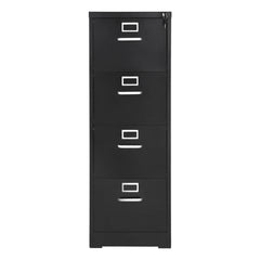4 Drawer File Cabinet with Lock, Metal Vertical Filing Storage Cabinets for Home Office, Heavy-Duty Cabinet with Detachable Hanging Rod, for A4/Letter/Legal Size File, Easy Assembly (Black)