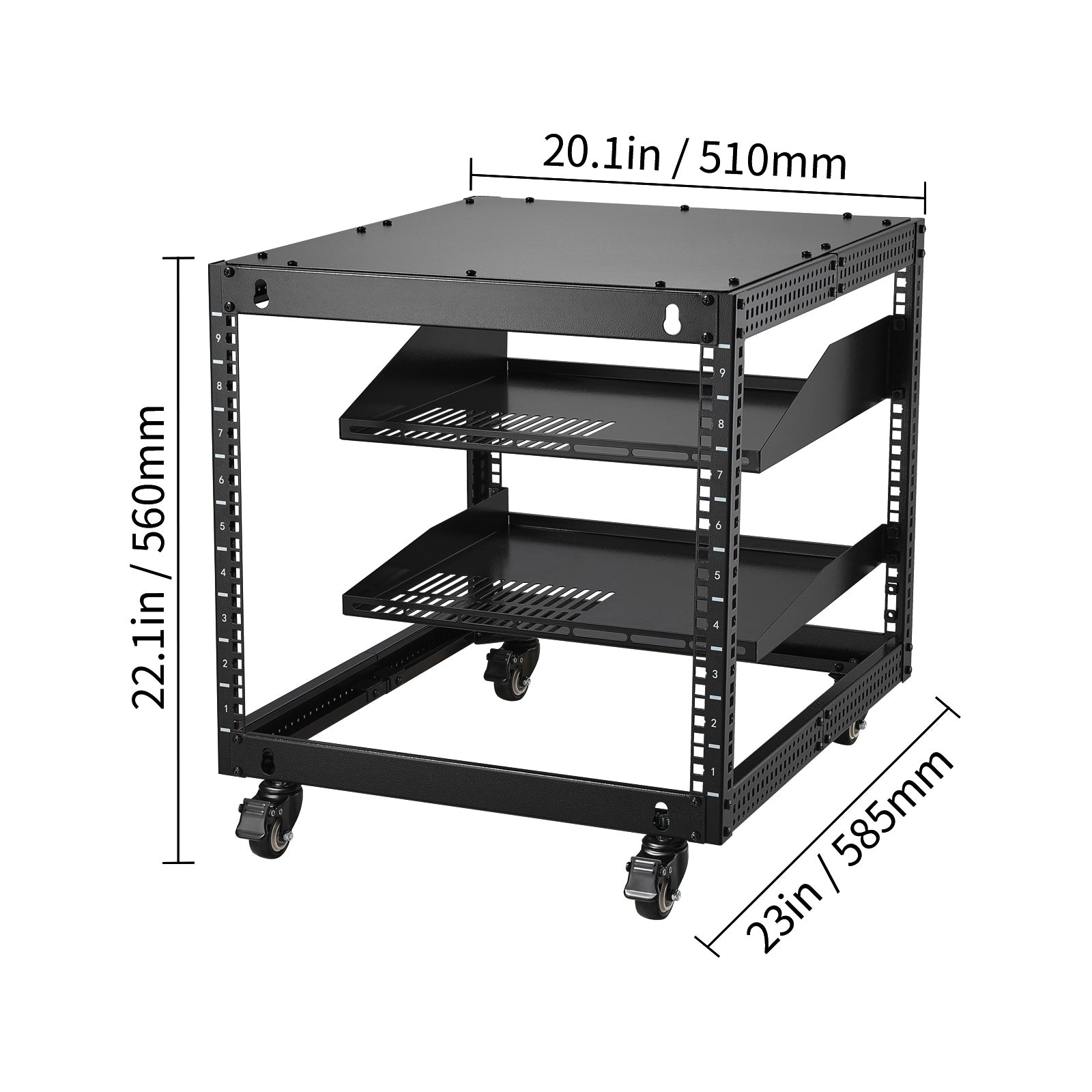 9U 4 Post Open Frame Server Rack Network Enclosure 23''-40'' Adjustable
