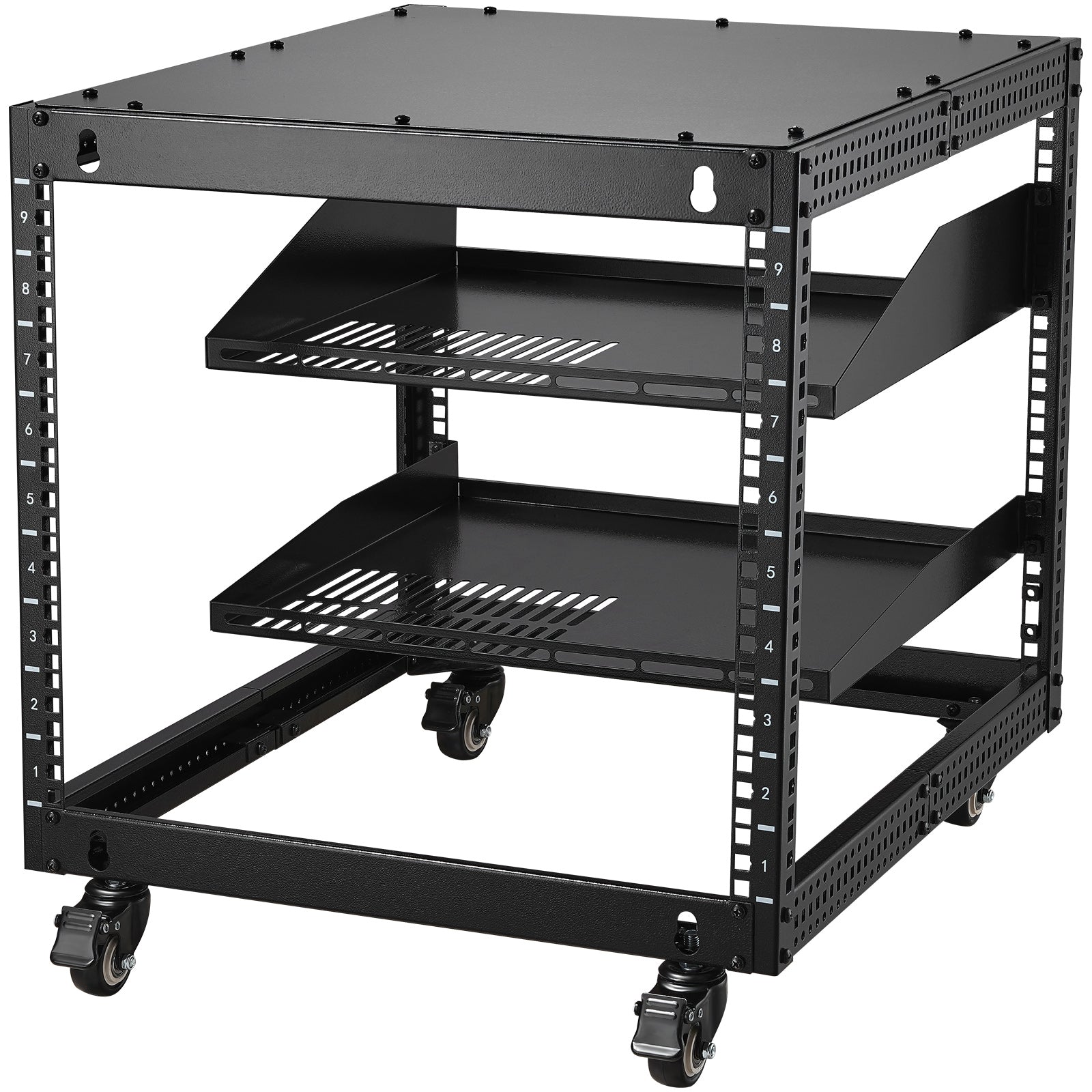 9U 4 Post Open Frame Server Rack Network Enclosure 23''-40'' Adjustable