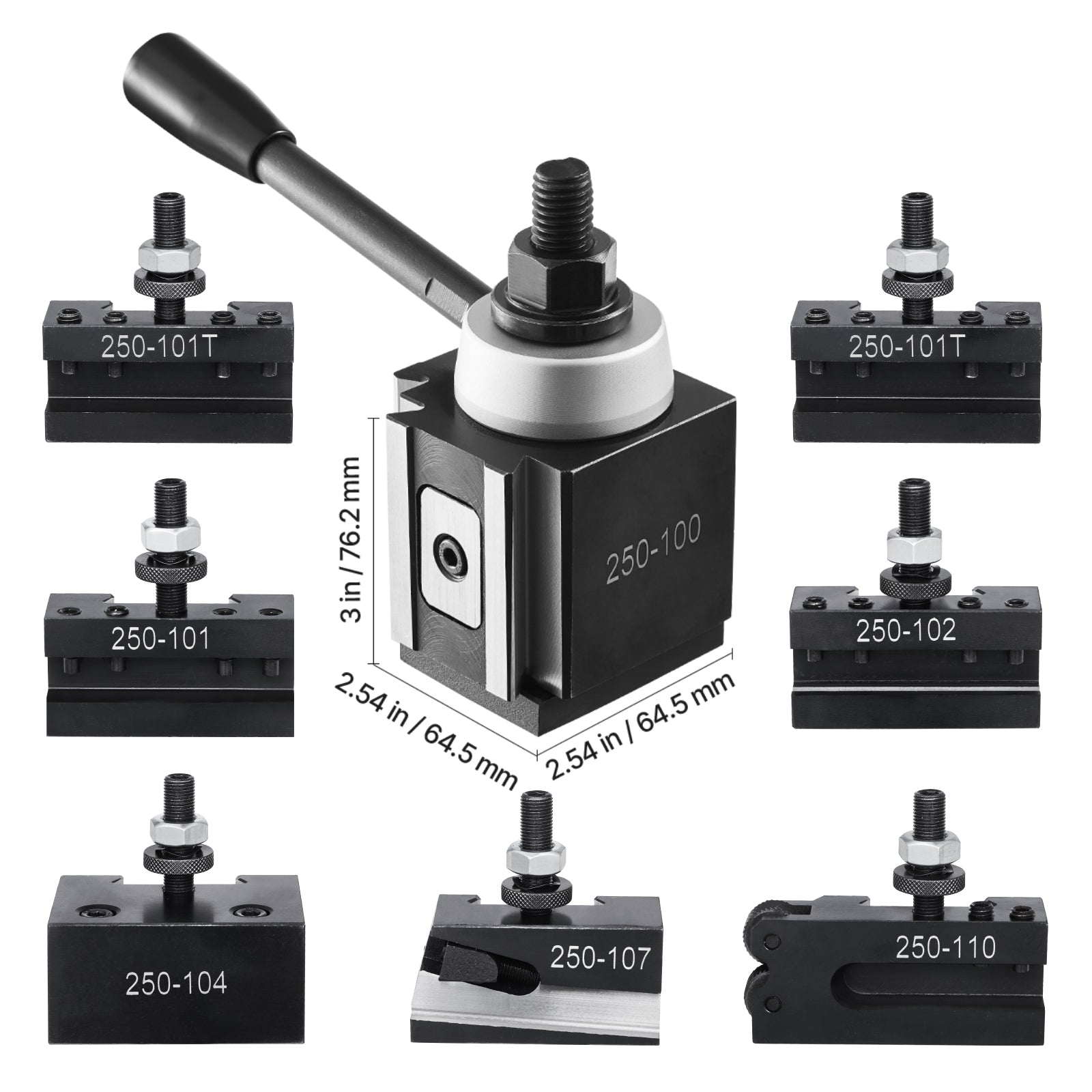 Quick Change Tool Post Set 8 Pcs Lathe Tool Holders for 6"-12" Mini Lathe Swing