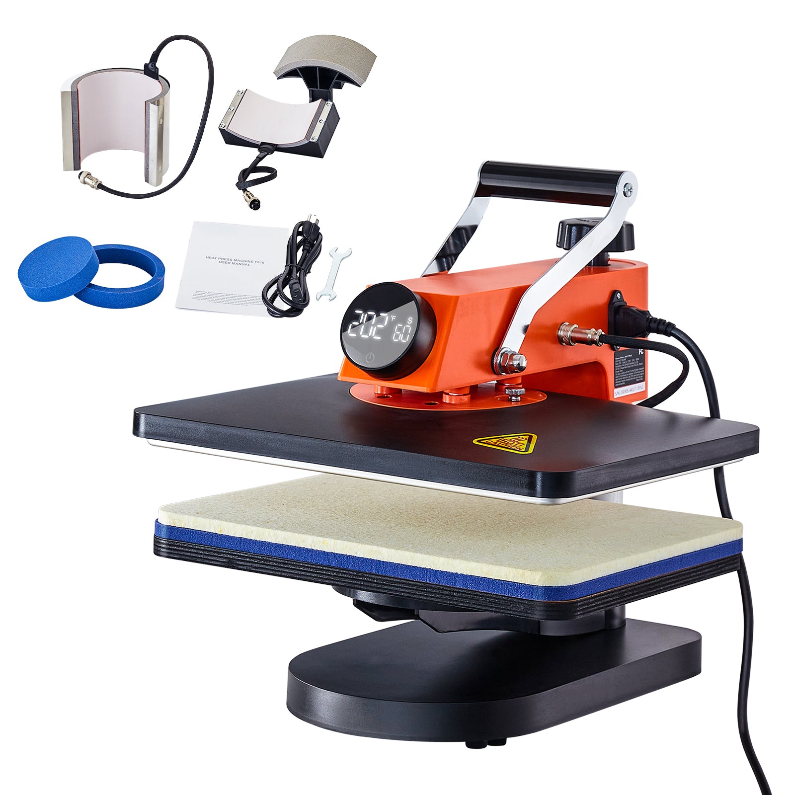 5-in-1 Heat Press Machine, 12" x 15" Fast Heating, 360 Swing Away Digital Sublimation Transfer, T-Shirt Vinyl Transfer Printer for Banners Canvas Bag Shirts Pillow Cups Caps Plates
