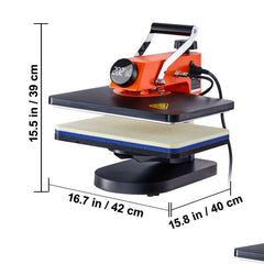 5-in-1 Heat Press Machine, 12" x 15" Fast Heating, 360 Swing Away Digital Sublimation Transfer, T-Shirt Vinyl Transfer Printer for Banners Canvas Bag Shirts Pillow Cups Caps Plates