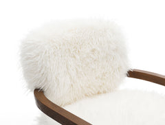 Contemporary Style 1pc Accent Chair Soft Faux Fur Wooden Arms Tight Back And Seat White Finish Primary Living Room