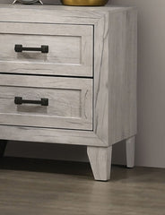 Contemporary White Wash 1pc Nightstand Bedroom Melamine Bedside Table Black Bar Pull Furniture