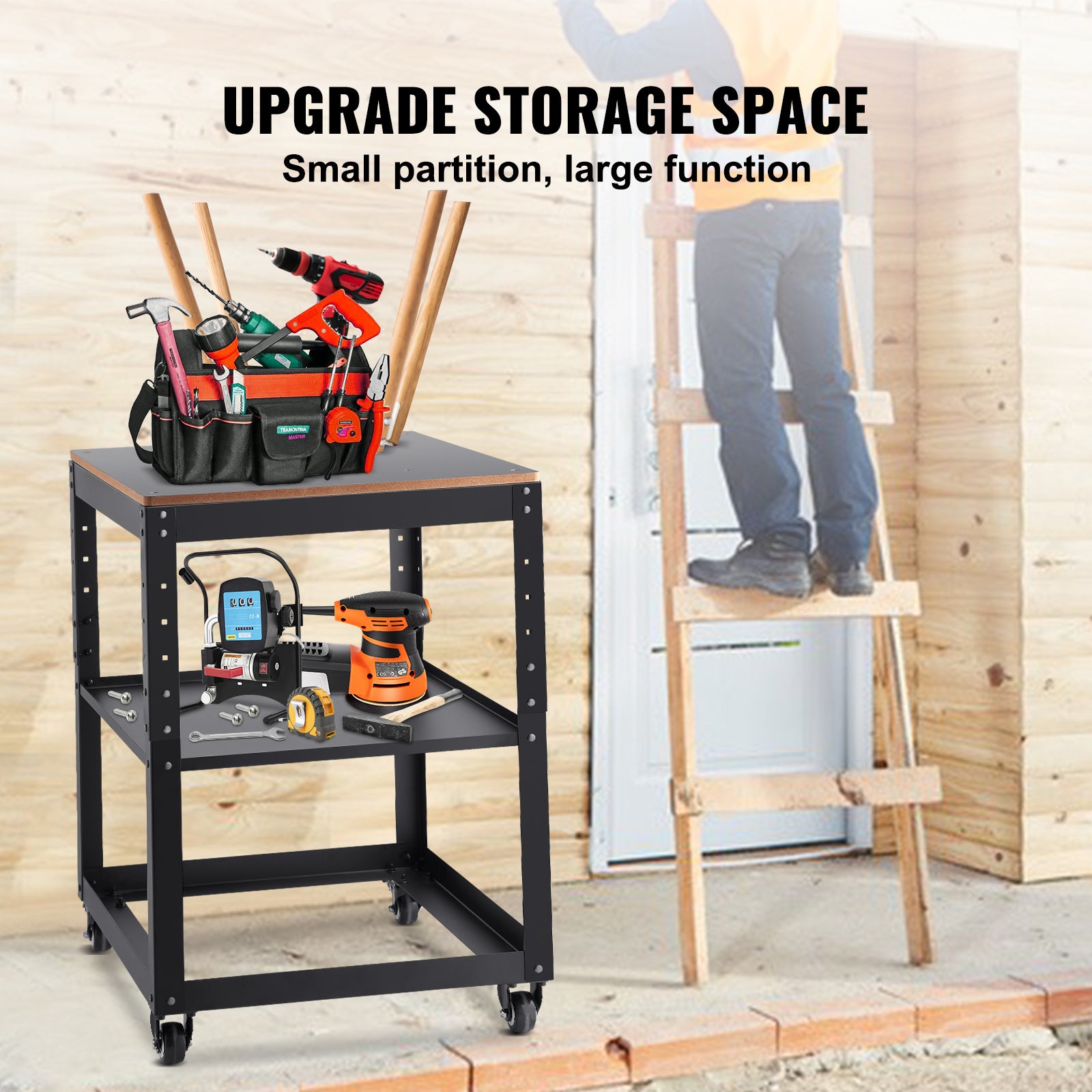 Planer Stand, 100 lbs / 45 kg heavy loads, Three-Gear Height Adjustable Thickness Planer Table,with 4 Stable Casters & Storage Space, for most planers, saws, bench-top machines, power tools
