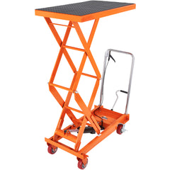 Hydraulic Lift Table Cart, 770lbs Capacity 59" Lifting Height, Manual Double Scissor Lift Table with 4 Wheels and Non-slip Pad, Hydraulic Scissor Cart for Material Handling and Transportation