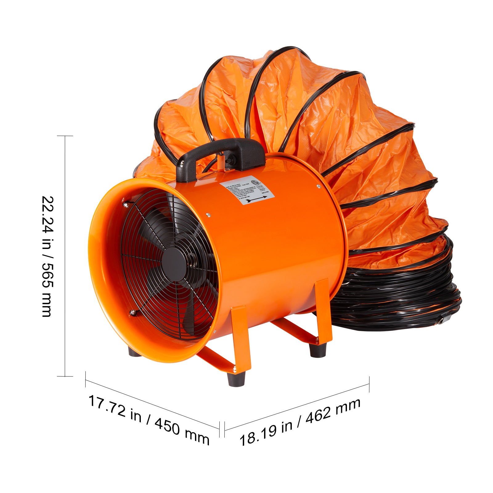 Portable Ventilator, 16 inch Heavy Duty Cylinder Fan with 33ft Duct Hose, 1350W Strong Shop Exhaust Blower 5175CFM, Industrial Utility Blower for Sucking Dust, Smoke, Smoke Home/Workplace