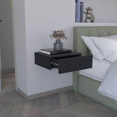 Floating Nightstand 5"H, Modern Wall-Mounted Bedside Shelf with Drawer, Black