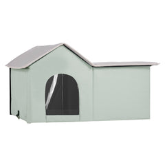 Heated Cat House Foldable Kitty Shelter with Heated Pad Green Large