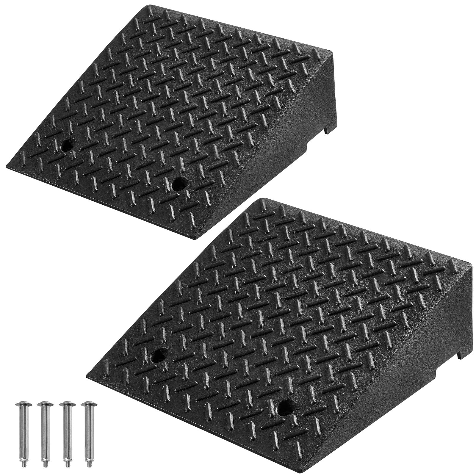 Driveway Curb Ramp, 7000 lbs Load Capacity, 7 Inches Rise Height Heavy Duty Curbside Bridge Ramp with Drainage Tank for Wheelchairs, Strollers, Motorcycles, Cars, Lawn Mowers & Trailers, 2 Pack