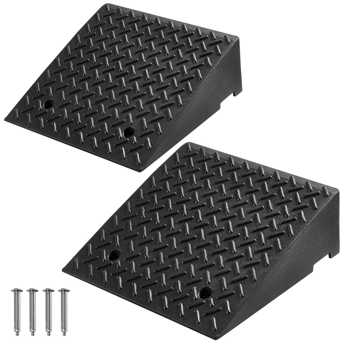 Driveway Curb Ramp, 7000 lbs Load Capacity, 7 Inches Rise Height Heavy Duty Curbside Bridge Ramp with Drainage Tank for Wheelchairs, Strollers, Motorcycles, Cars, Lawn Mowers & Trailers, 2 Pack