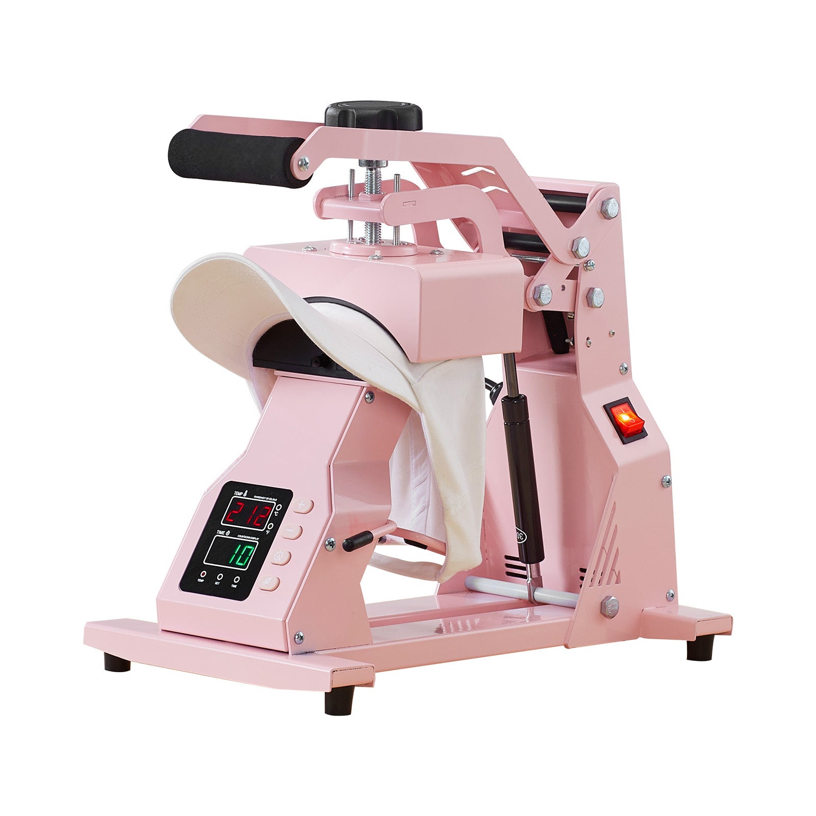Hat Heat Press Machine for Caps Hat Press with 2pcs Platens for HTV Pink