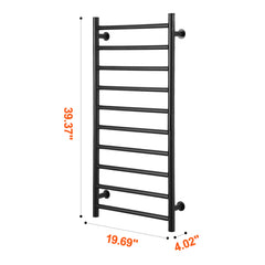 10-Bar Towel Warmer Rack Wall Mounted Heated Towel Rack for Bathroom Black