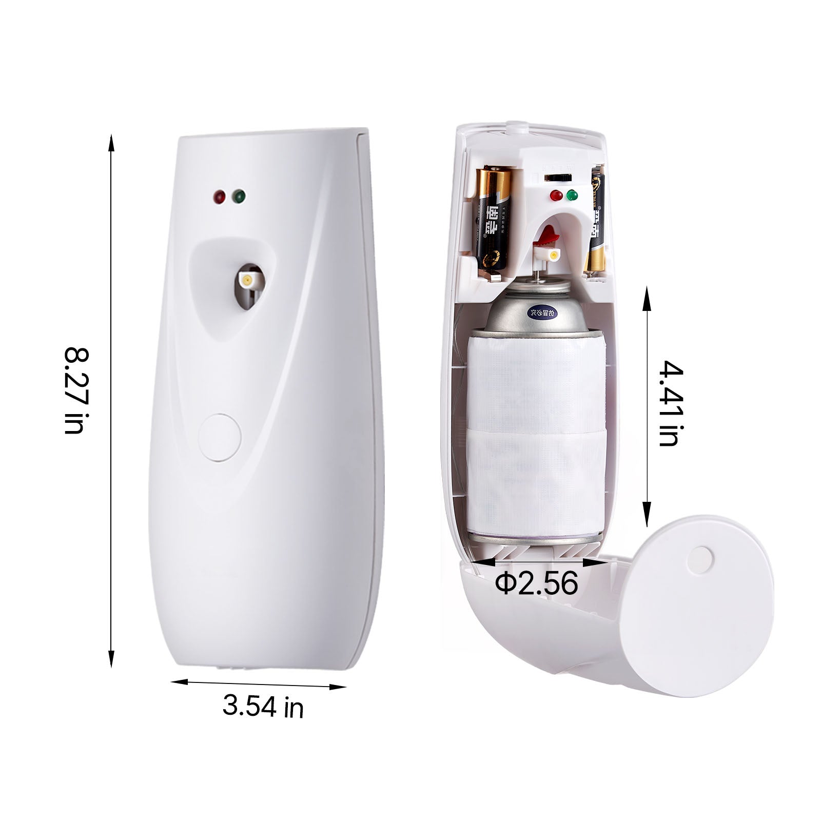 Automatic Air Freshener Spray Dispenser, 4-Pack, Wall Mounted or Free Standing, Battery Operated, Multiple Time Settings for Home, Indoor, Bathrooms, Offices, Hotels, Commercial Places, White
