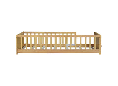 Twin size Floor Platform Bed with Built-in Book Rack,Natural(Old Sku:W504P143309)