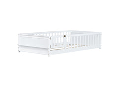 Twin Size Floor Bed with Built-in Book Rack and Door,White(Old Sku:W504P143313)