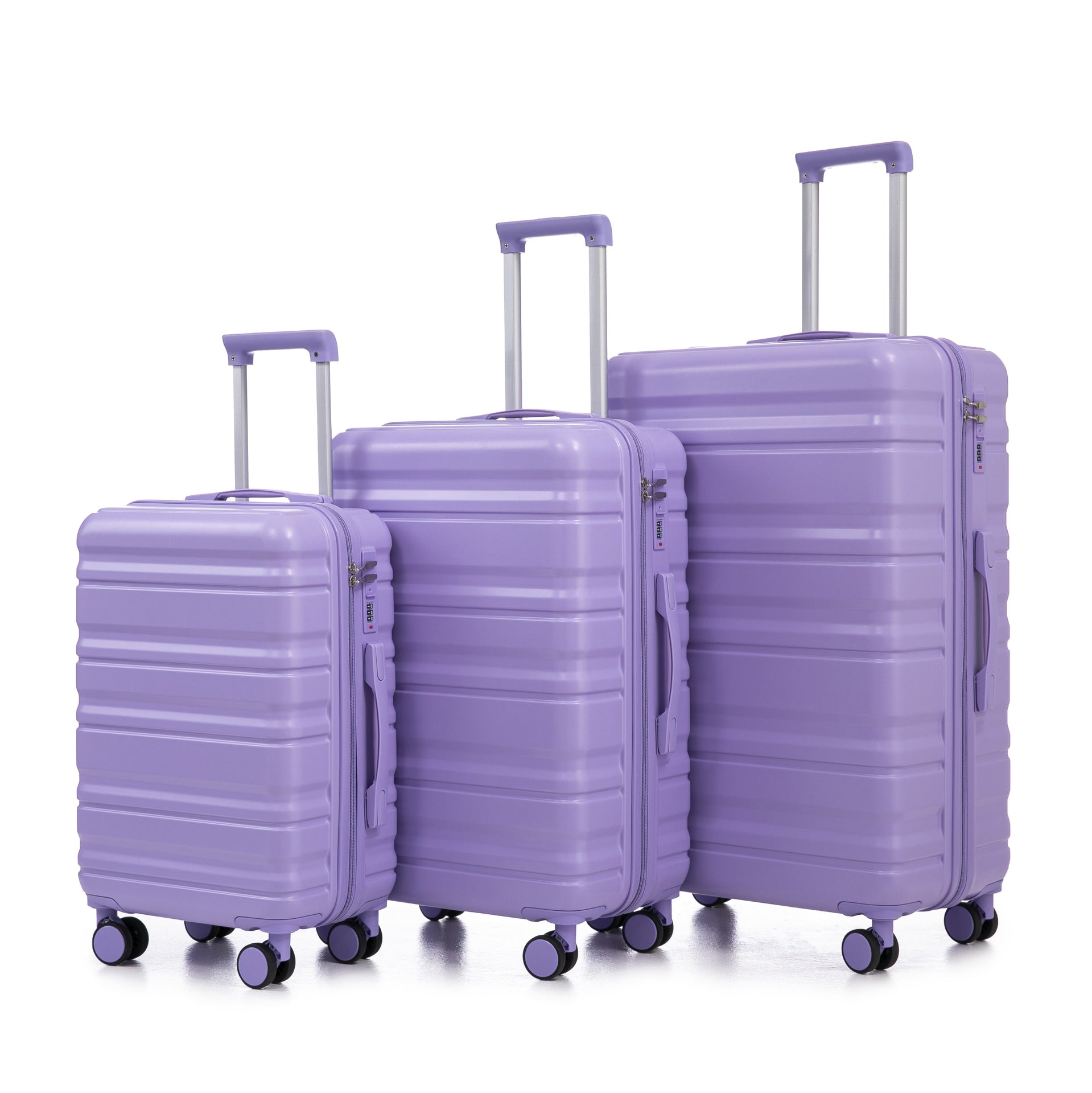 HIFINE TOURIST 20"/24"/28" 3 pcs/set in ABS Spinner Wheel Luggage, Carry on Suitcase, Matching Color, Combination Lock (Blue+Purple)