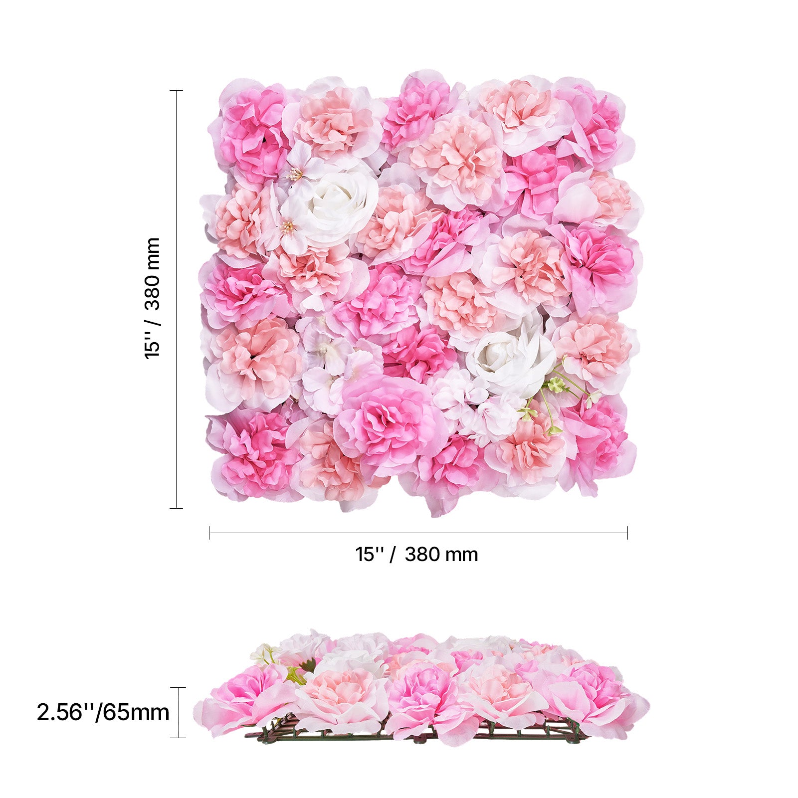 3D Flower Wall Panel 12 PCS 15x15 in Artificial Floral Mat for Wedding Privacy