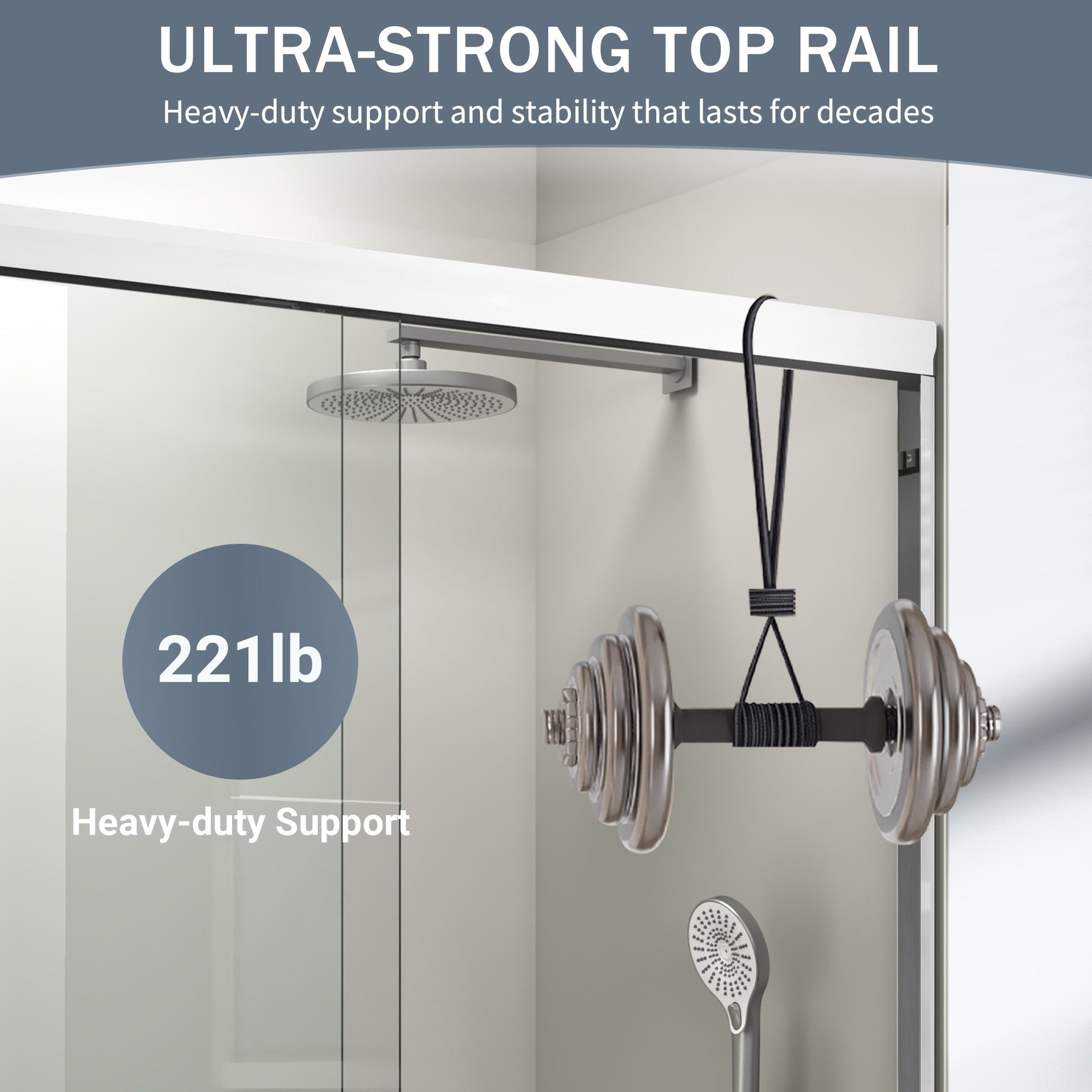 56-60 in. W x 72 in. H Double Sliding Shower Door, Semi-frameless Bathroom Sliding Door with 1/4" (6mm) Tempered Glass for Walk-in Shower, White CM-24D03-60WHX