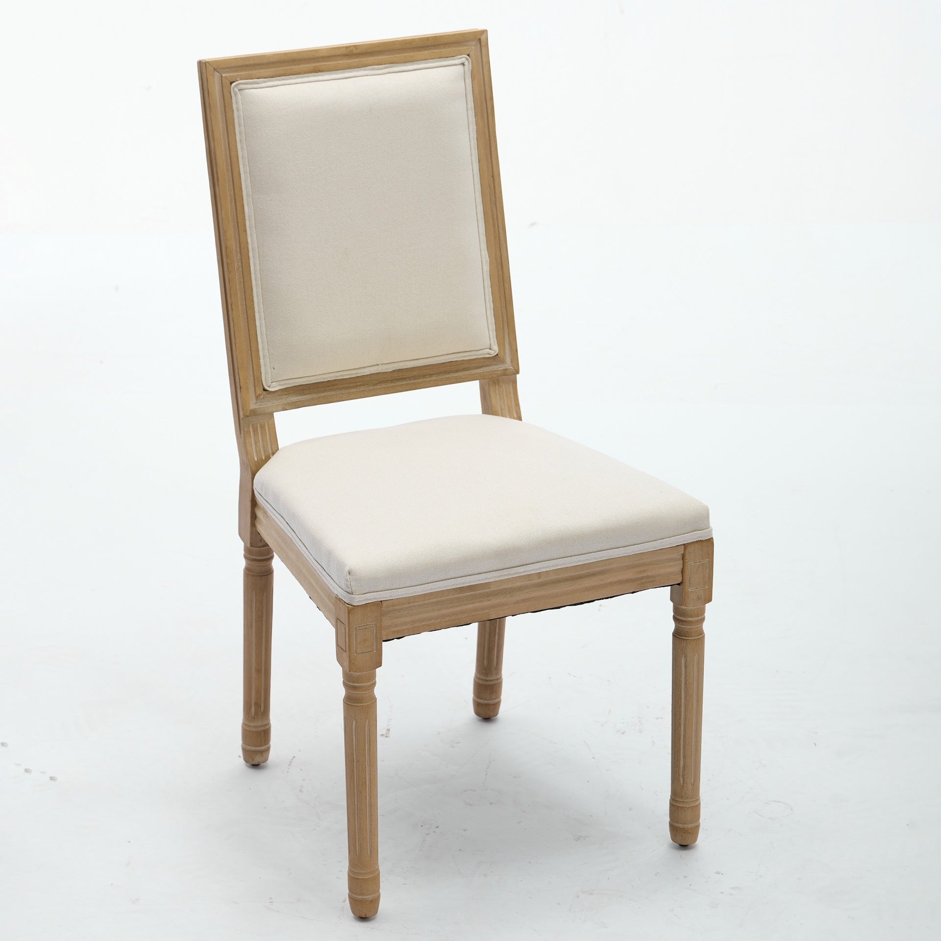 French Decor Chairs Set of 2, Louis Dining Chairs with Square Backrest and Exquisitely Carved Solid Wood Frame for Living Room, Kitchen, Restaurant,SW1879BG, Beige