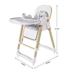 Convertible Baby High Chair to Rocker with 5-Point Harness, Foldable Infant Feeding Chair with Silent Locking Wheels & Removable 2-Tier Easy-Clean Tray for 6M-3Yrs (White)