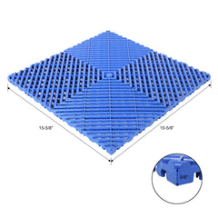 25pcs Plastic Garage Floor Mats,15.6"x15.6" Size,Non-Slip Interlocking Plastic Garage Floor Mat,Splicing Drainage Floor Tile and Shower Mat, for Garage, Garden, Kitchen & Outdoor, Blue