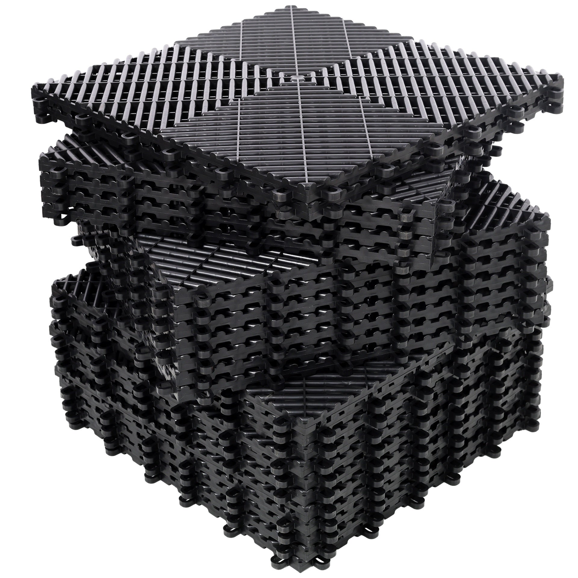 25pcs Plastic Garage Floor Mats,15.6"x15.6" Size,Non-Slip Interlocking Plastic Garage Floor Mat,Splicing Drainage Floor Tile and Shower Mat, for Garage, Garden, Kitchen & Outdoor, Black