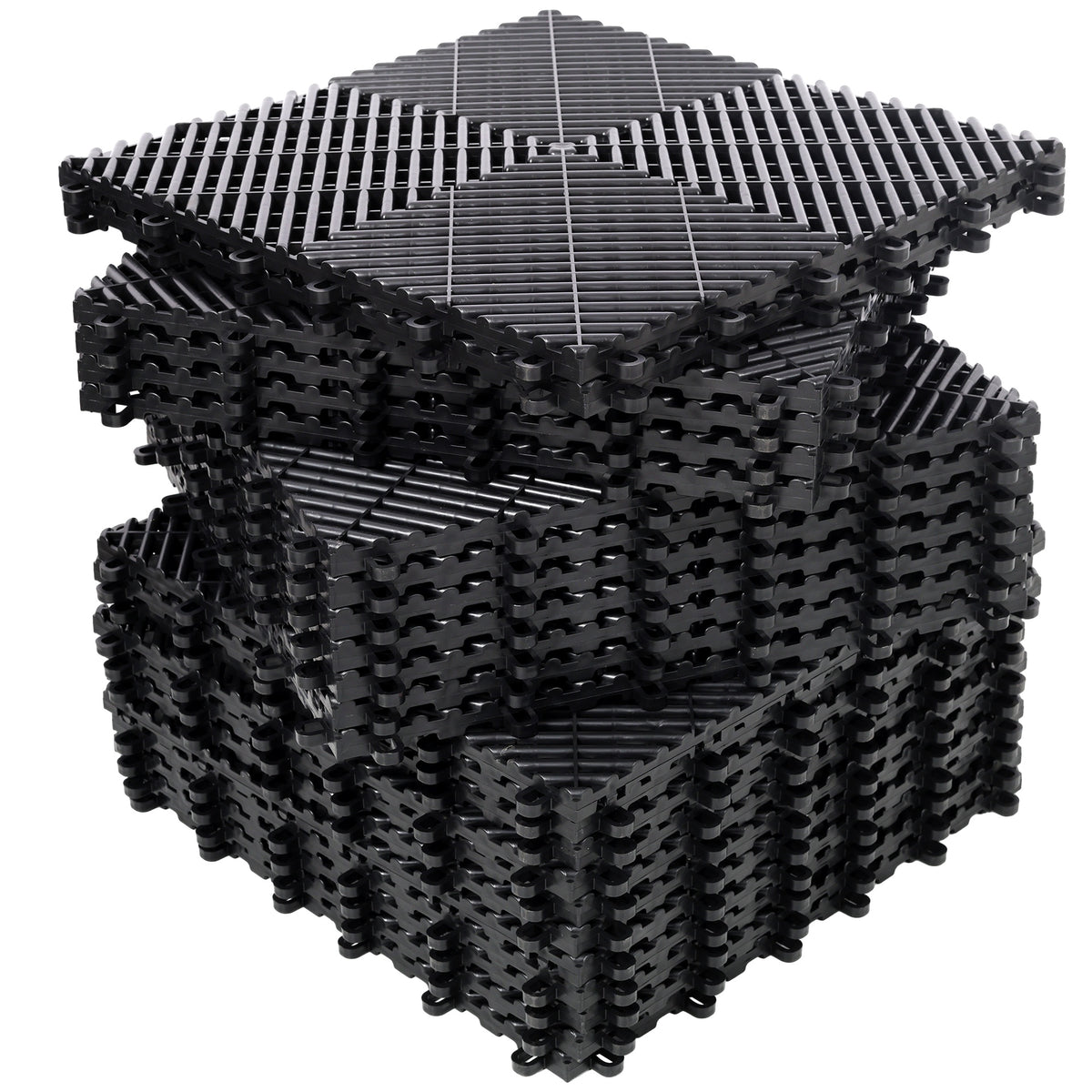 25pcs Plastic Garage Floor Mats,15.6"x15.6" Size,Non-Slip Interlocking Plastic Garage Floor Mat,Splicing Drainage Floor Tile and Shower Mat, for Garage, Garden, Kitchen & Outdoor, Black