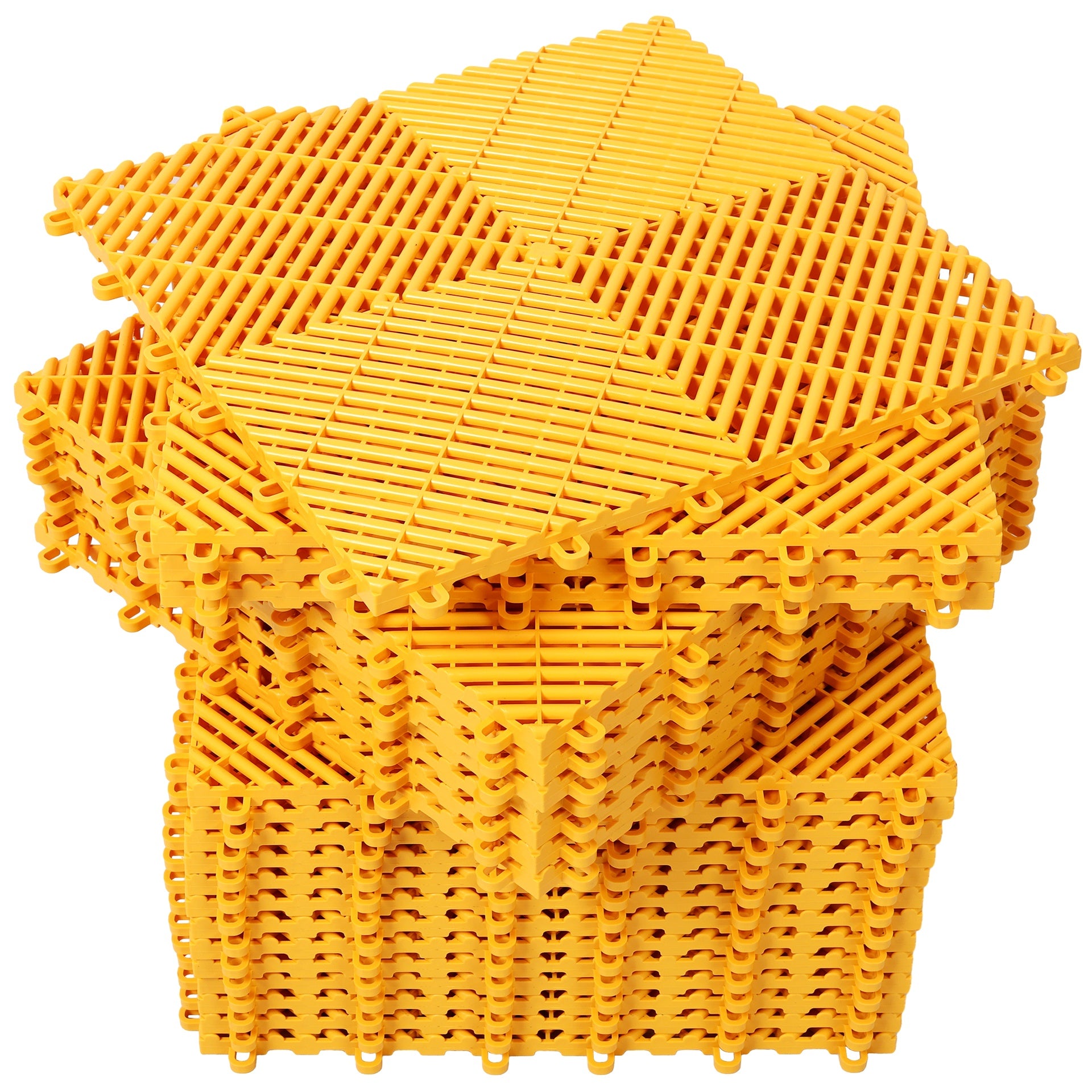 25pcs Plastic Garage Floor Mats,15.6"x15.6" Size,Non-Slip Interlocking Plastic Garage Floor Mat,Splicing Drainage Floor Tile and Shower Mat, for Garage, Garden, Kitchen & Outdoor, Yellow