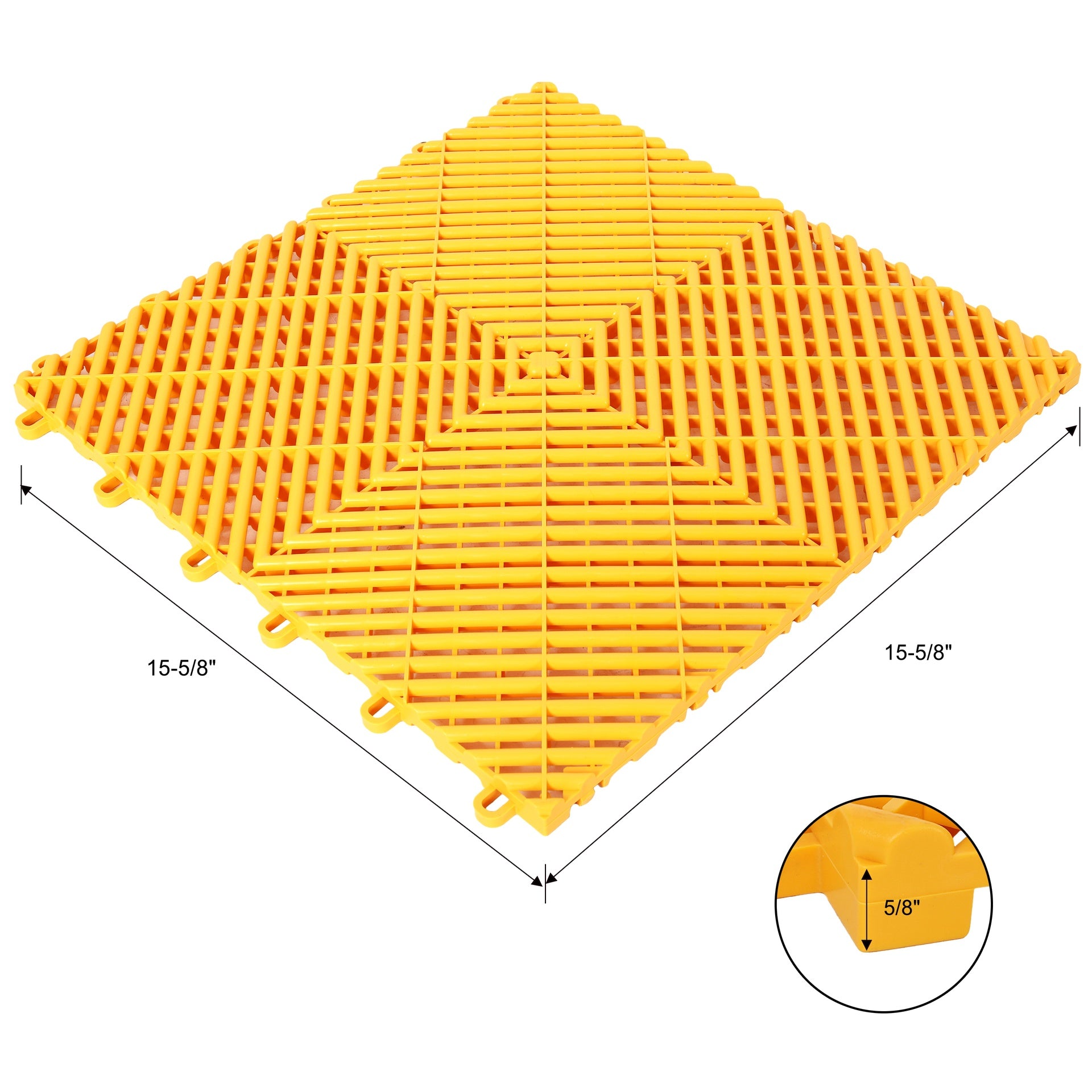 25pcs Plastic Garage Floor Mats,15.6"x15.6" Size,Non-Slip Interlocking Plastic Garage Floor Mat,Splicing Drainage Floor Tile and Shower Mat, for Garage, Garden, Kitchen & Outdoor, Yellow