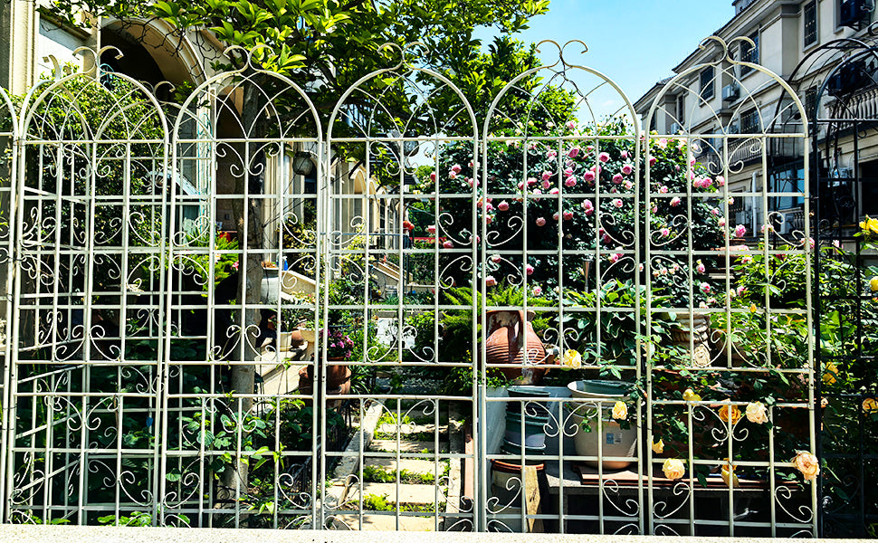 2 Pack Metal Garden Trellis 86.7" x 19.7" Rustproof Trellis for Climbing Plants Outdoor Flower Support Cream White