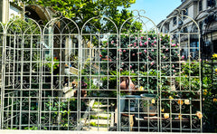 2 Pack Metal Garden Trellis 86.7" x 19.7" Rustproof Trellis for Climbing Plants Outdoor Flower Support Cream White