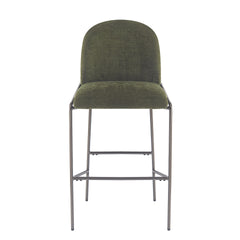 Galen Indoor Metal Upholstered Barstool, Antique Bronze Finish Frame with Green Fabric, Set of 2