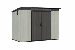 6x11FT Outdoor Resin Storage Shed with Transparent Windows & Louvered Vents, Plastic Tool Shed with Double Lockable Doors & Sloping Roof, Outside Garden Shed for Backyard, Patio, Lawn, Gray