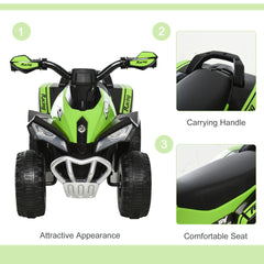 Aosom NO Power Kids Ride On Push Car, Ride Racer, Foot-to-floor Sliding Car, Walking ATV Toy with Music, Lights, for 1.5-3 Years Old, Green