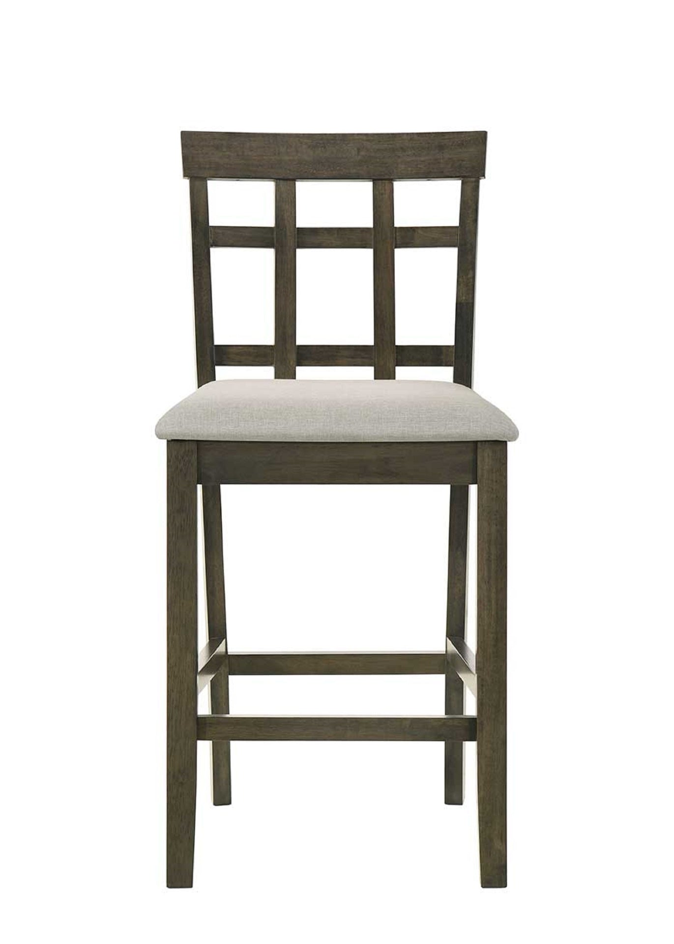 Beautiful Gray Cushioned Seats Upholstered Chair Counter Height 2Pc Dining Pub Height Chairs Slatted Back Dining Room Wooden Furniture