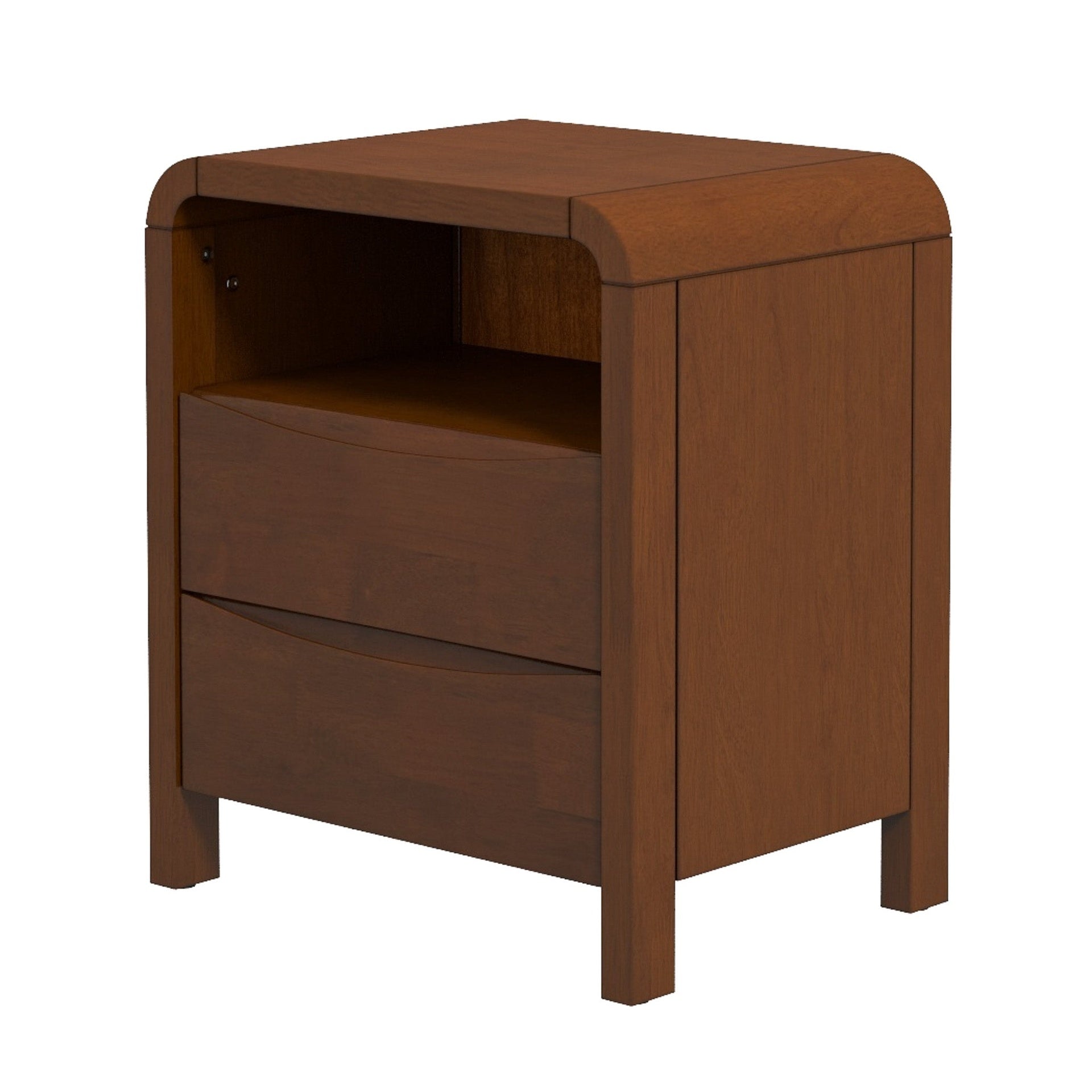 Lionel Mid Century Modern Solid Wood Nightstand 2-Drawer 23.6"H x 20.4"W x 15.7"D For Bedroom, Living Room