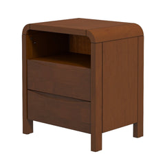 Lionel Mid Century Modern Solid Wood Nightstand 2-Drawer 23.6"H x 20.4"W x 15.7"D For Bedroom, Living Room