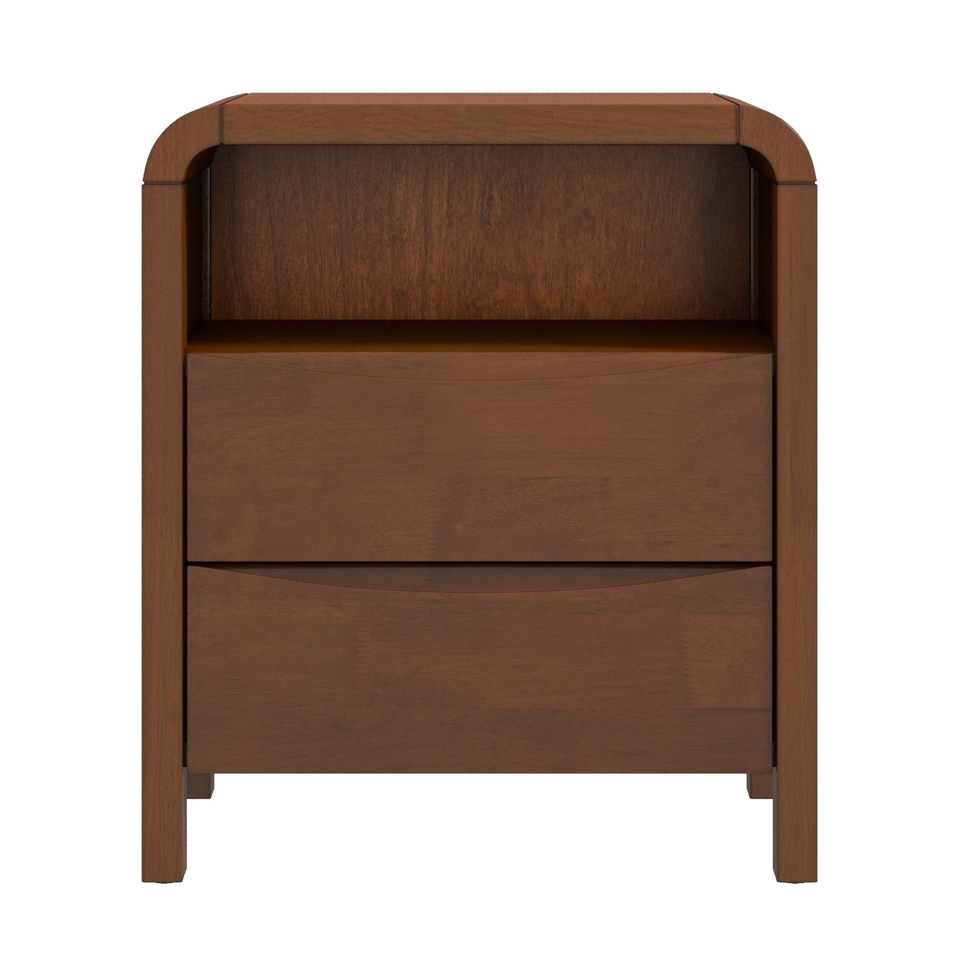 Lionel Mid Century Modern Solid Wood Nightstand 2-Drawer 23.6"H x 20.4"W x 15.7"D For Bedroom, Living Room