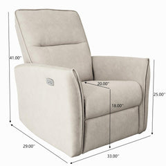New Design Asheville Cream Suede Recliner Chair 41" H x 33" W x 29"D for Living Room Apartment Study Room Office