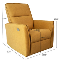 Elegant Style Asheville Dark Yellow Suede Recliner Chair 41" H x 33" W x 29"D for Living Room Apartment Office Study Room